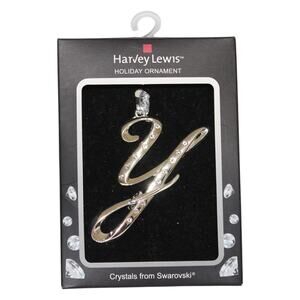 Letter Y Ornament Silver with Crystals NWT